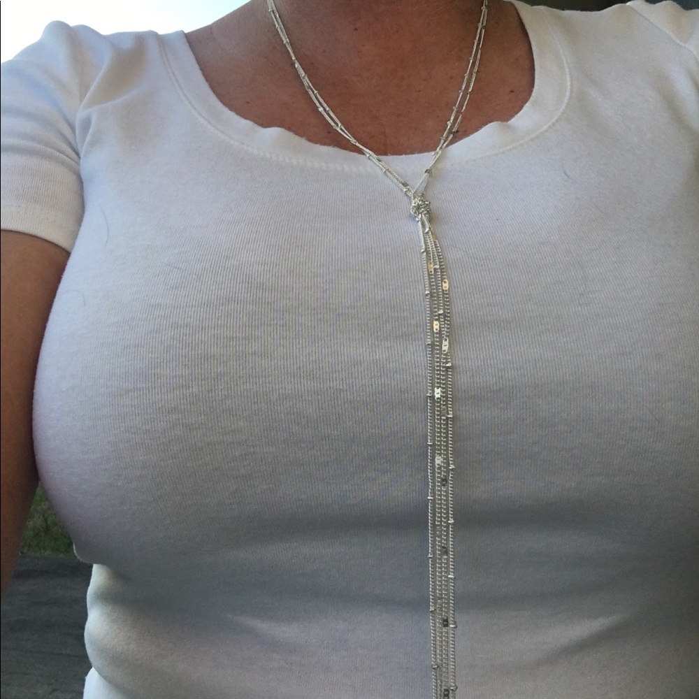 Long silver knot  necklace